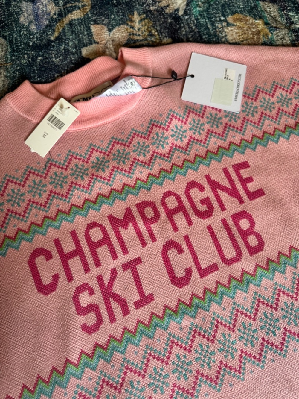 NWT Beach Riot Pink Champagne Ski Club Knit Callie Sweater & Balboa Shorts Set - Picture 6 of 11